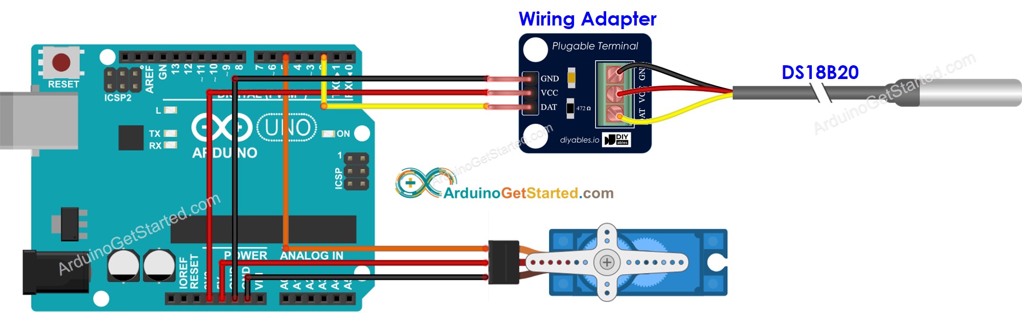 Arduino temperature sensor servo motor wiring diagram