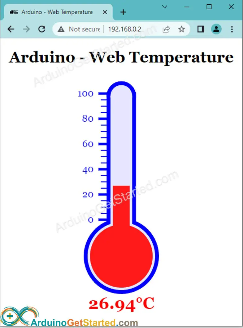 Arduino temperature web browser