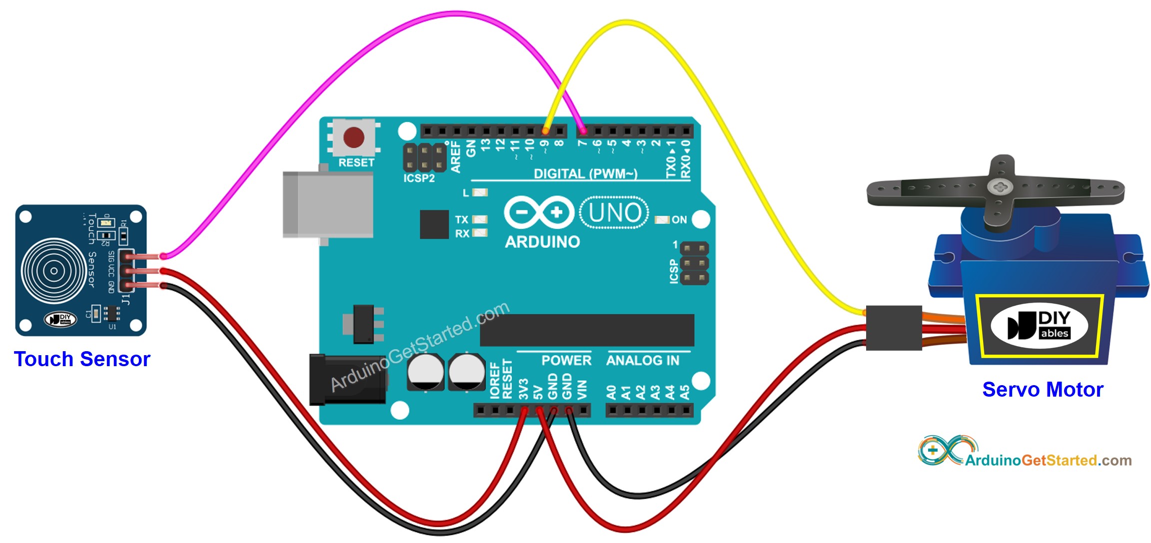 Arduino Touch Sensor Servo Motor Wiring Diagram