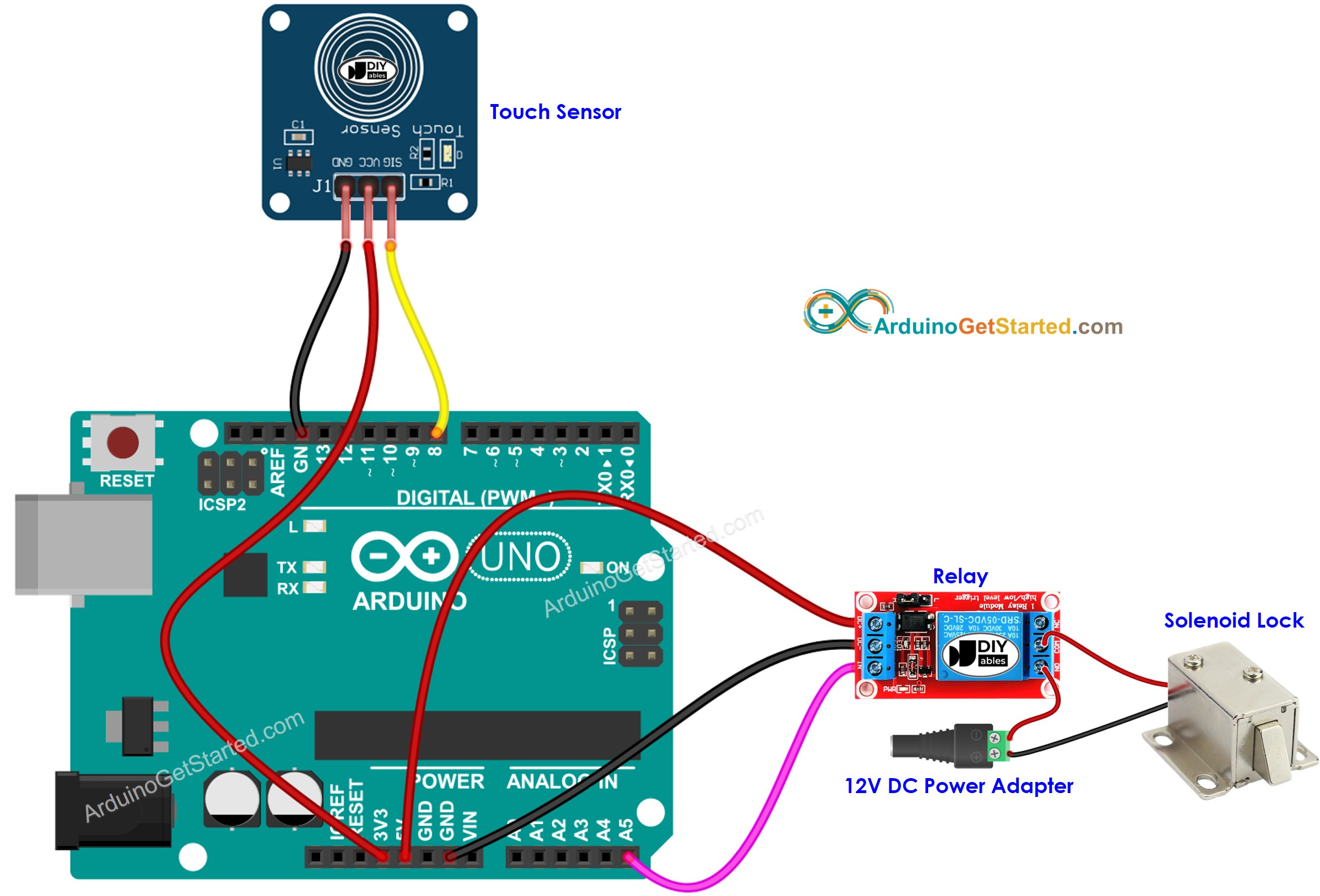 Arduino Touch Sensor Solenoid Lock Wiring Diagram