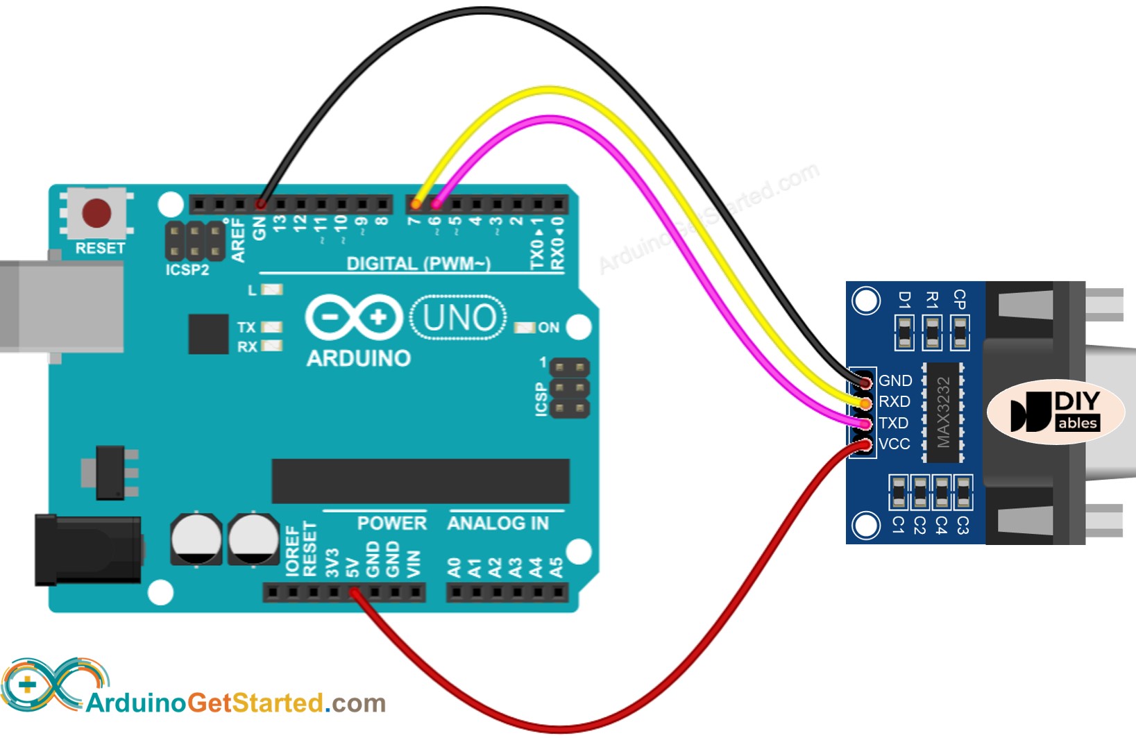 Arduino RS232 to TTL Wiring Diagram