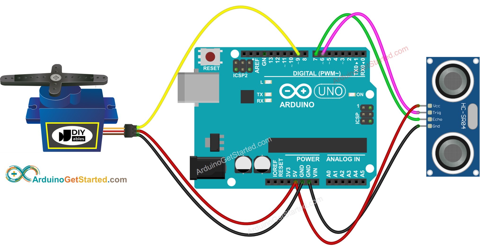 Arduino Ultrasonic Sensor Servo Motor Wiring Diagram