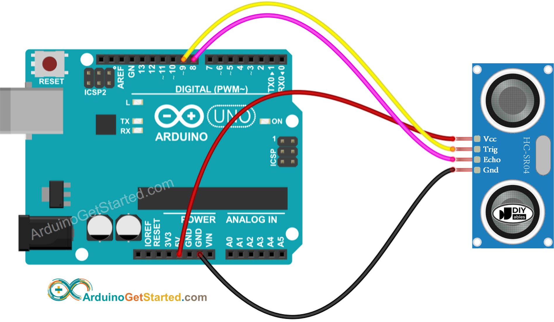 Arduino Ultrasonic Sensor Schematic