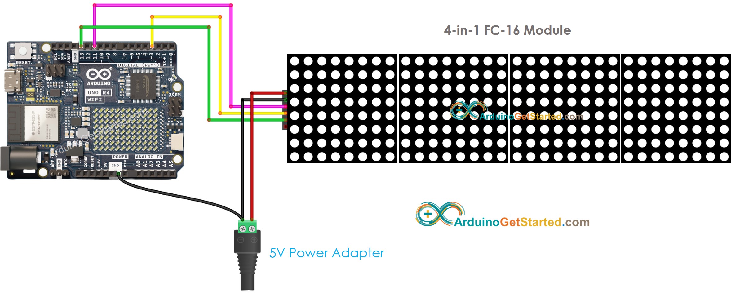 Arduino LED matrix display wiring diagram