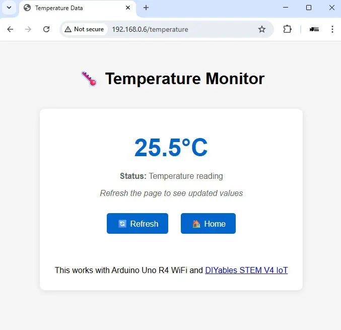 Arduino Uno R4 Web Server Temperature