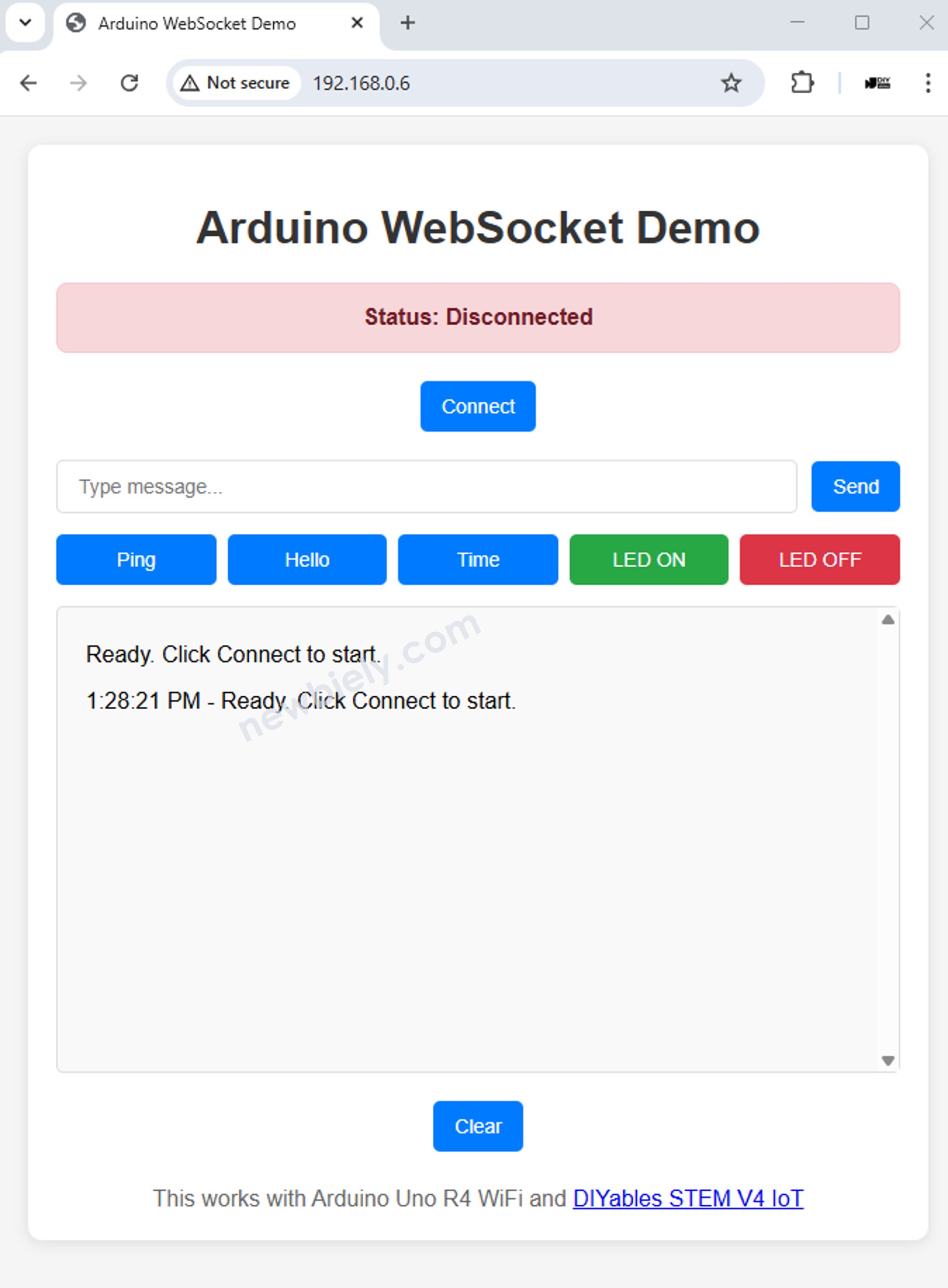 Arduino Uno R4 WiFi WebSocket interface