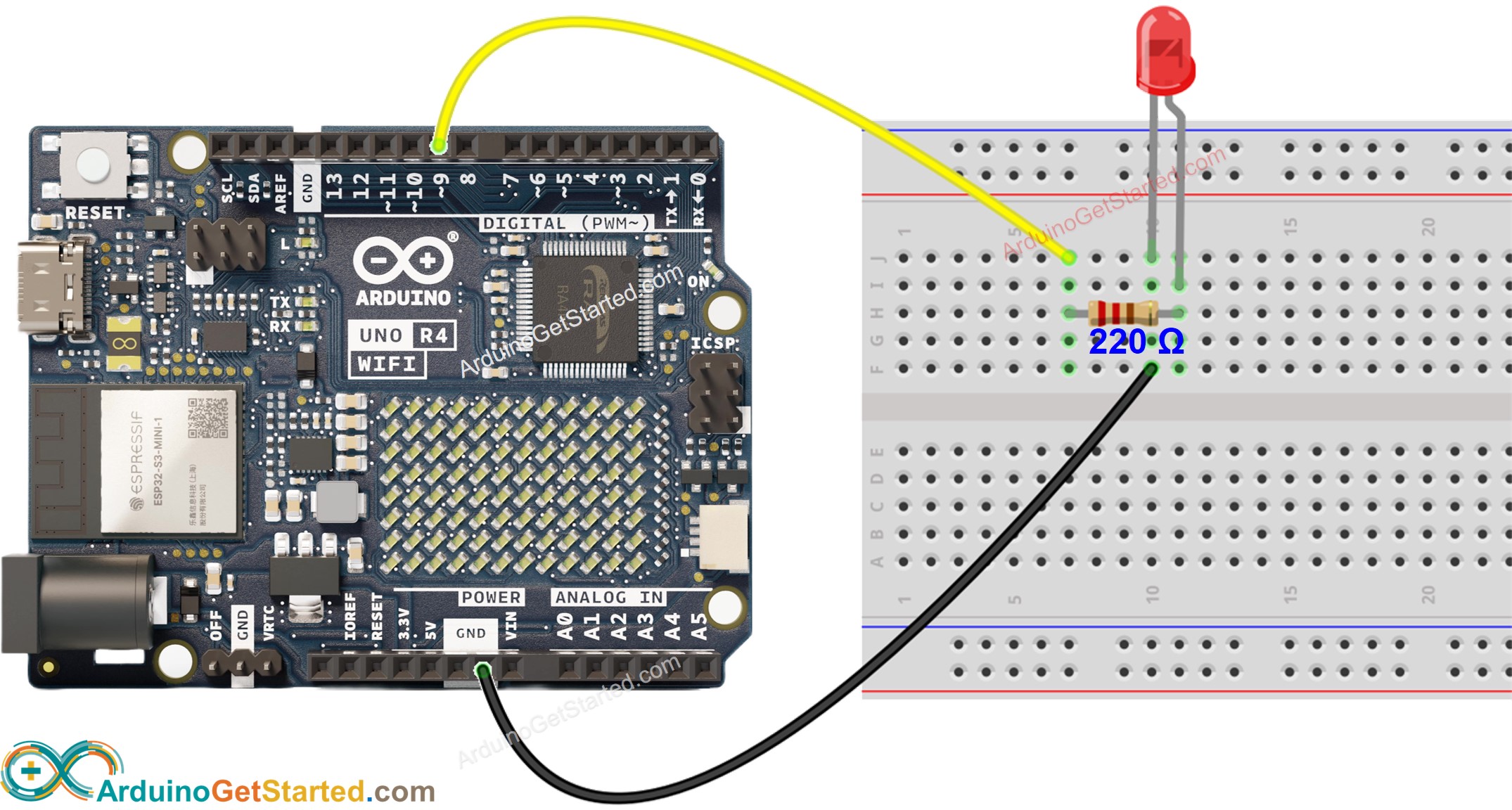 Arduino Uno R4 WiFi controls LED via Web