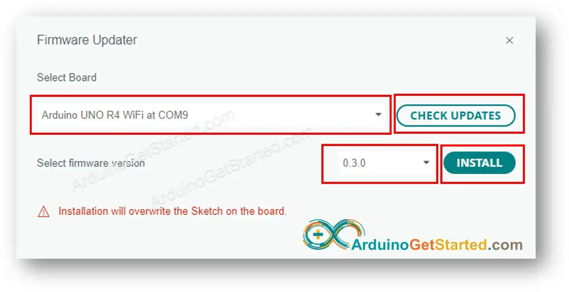 Arduino Uno R4 WiFi Update Firmware