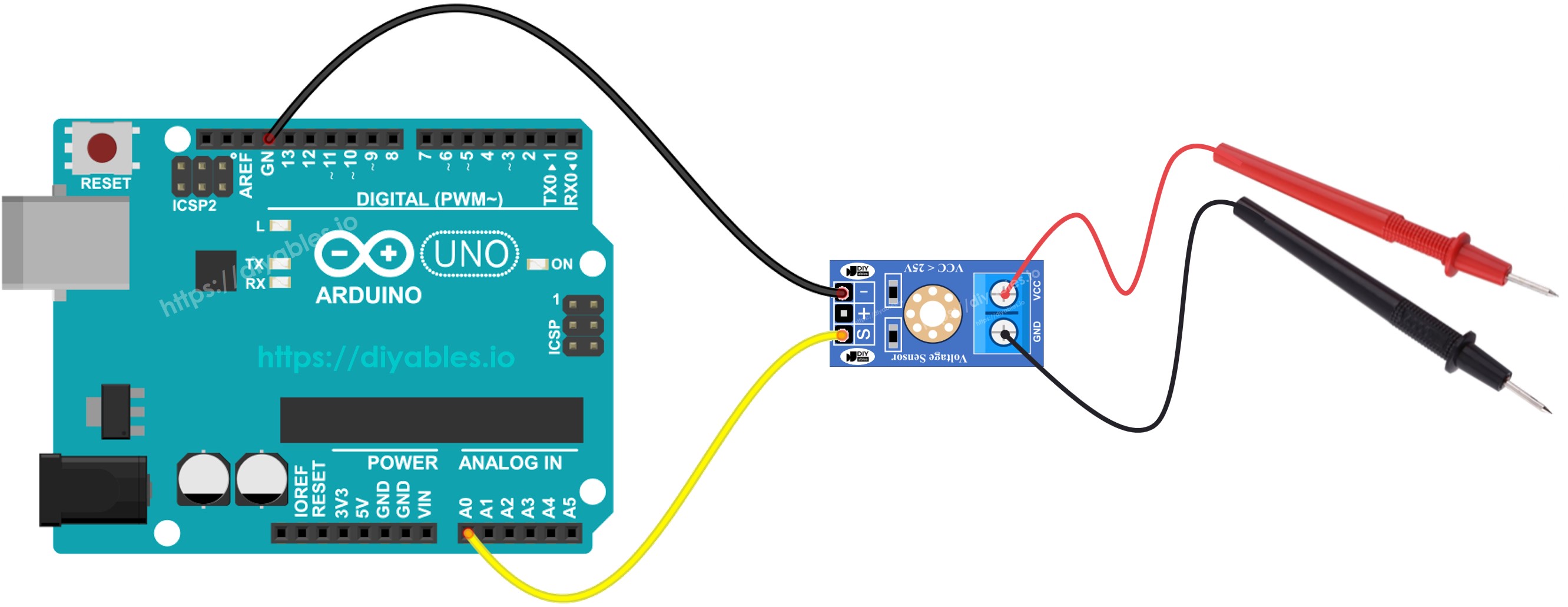 Arduino voltage sensor Wiring Diagram