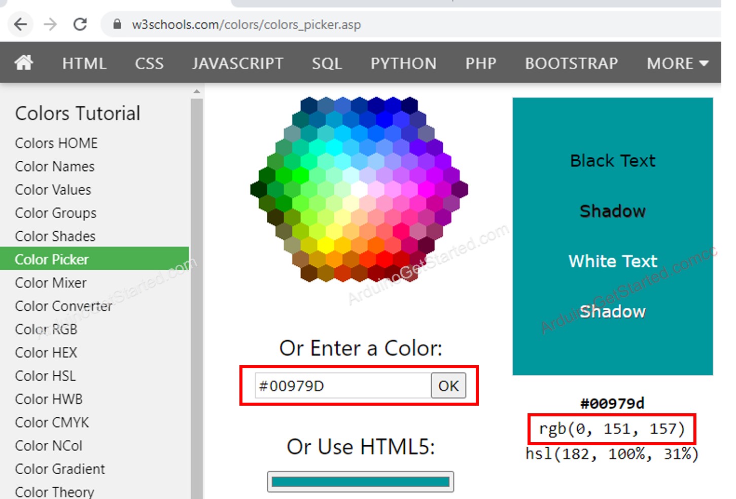 RGB LED color picker