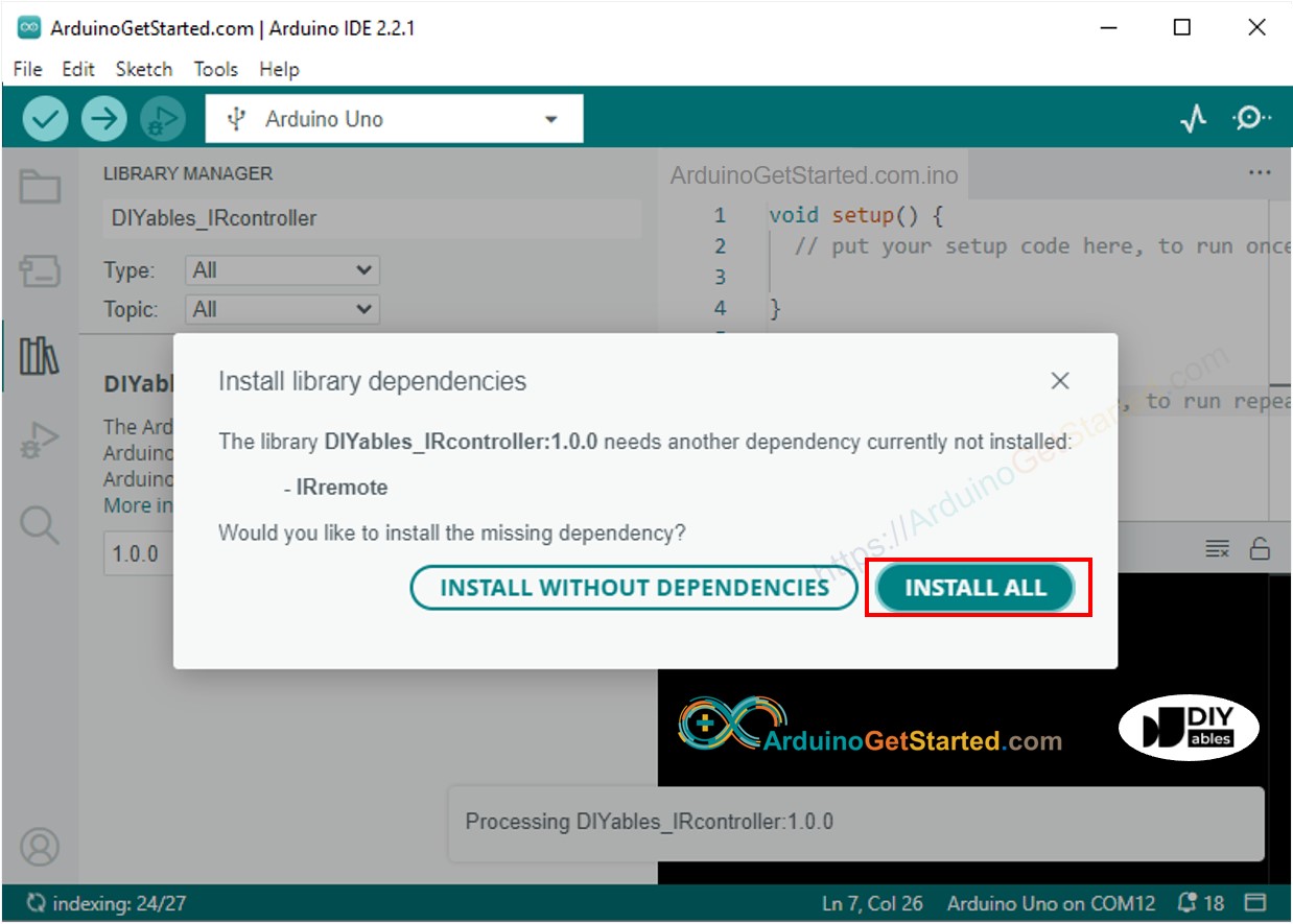 Arduino IRremote library