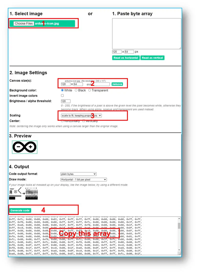 image to bitmap array