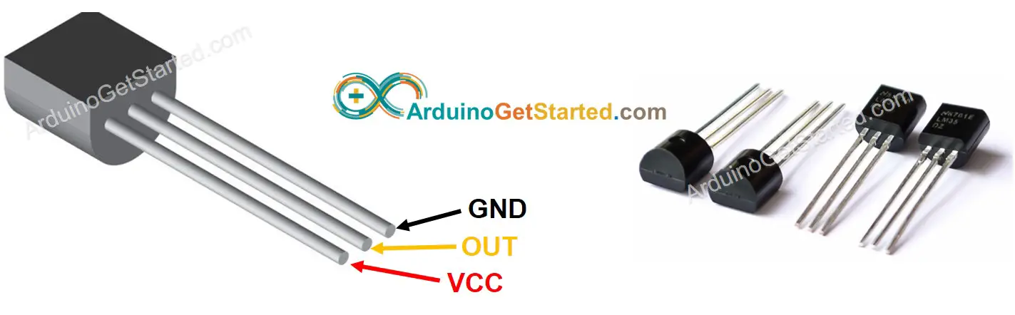 LM35 temperature sensor Pinout