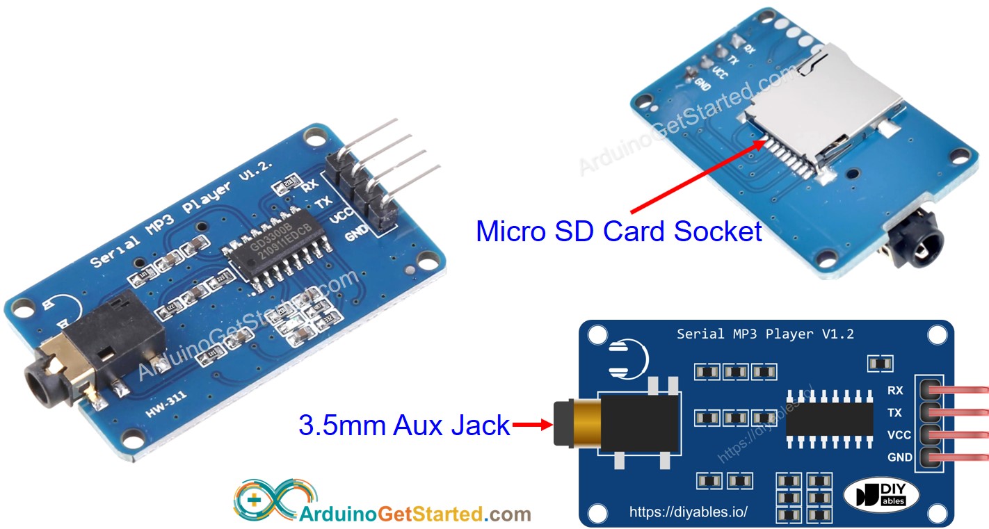 Serial MP3 Player Module Pinout