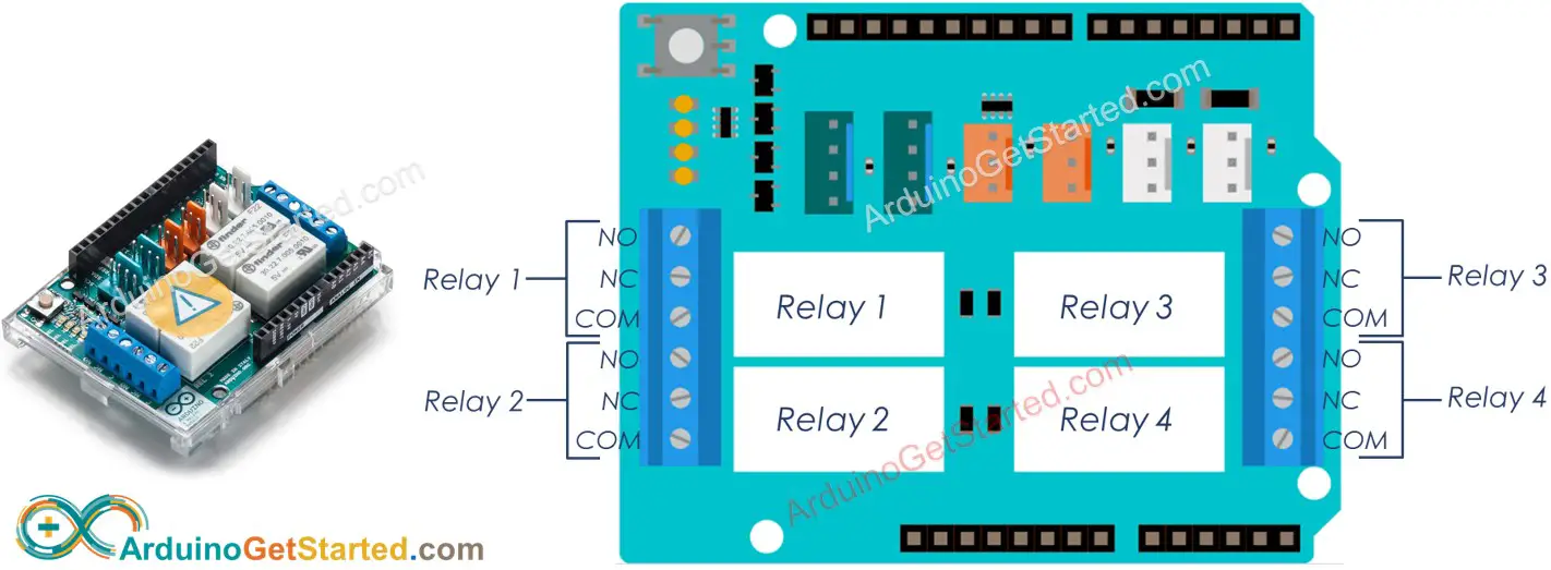 Shield Arduino 4 relais A000110 Arduino - Shields relais