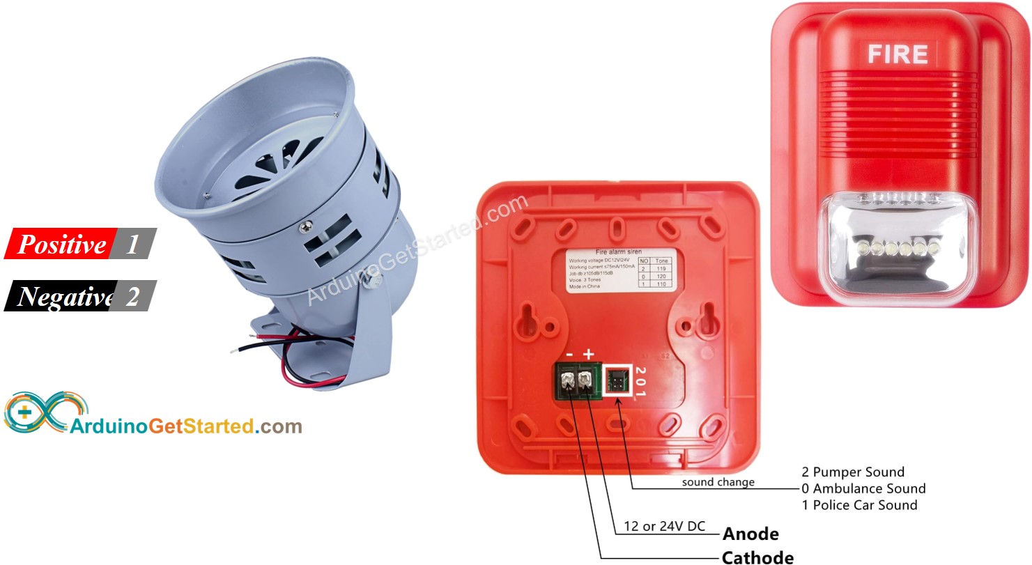 Arduino 12V siren Pinout